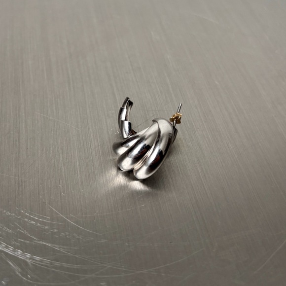 Triple loop silver earrings (925) - Picture 4 of 5